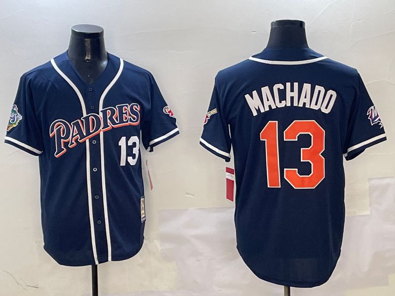 Men San Diego Padres #13 Machado Blue Throwback Game 2025 Nike MLB Jersey style 3121